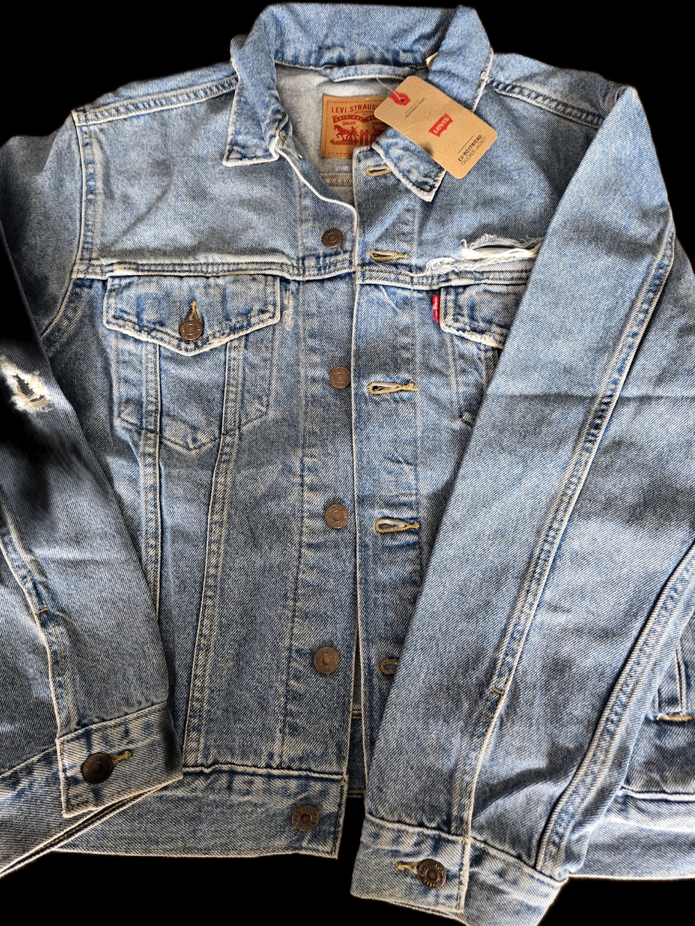Levi's Light Blue Distressed Denim Trucker Jacket